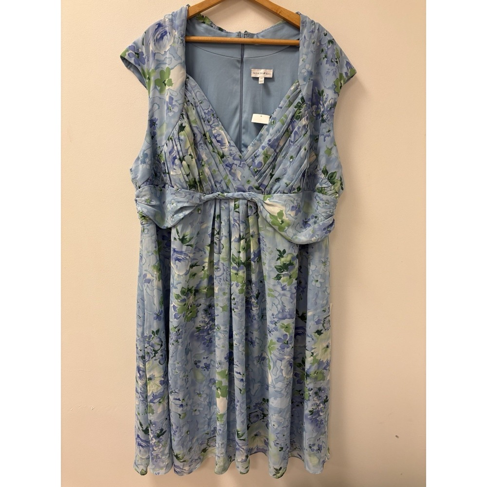 NWT Fashion Bug Green Blue & White Floral Sleeveless Midi Dress Size 3X/26